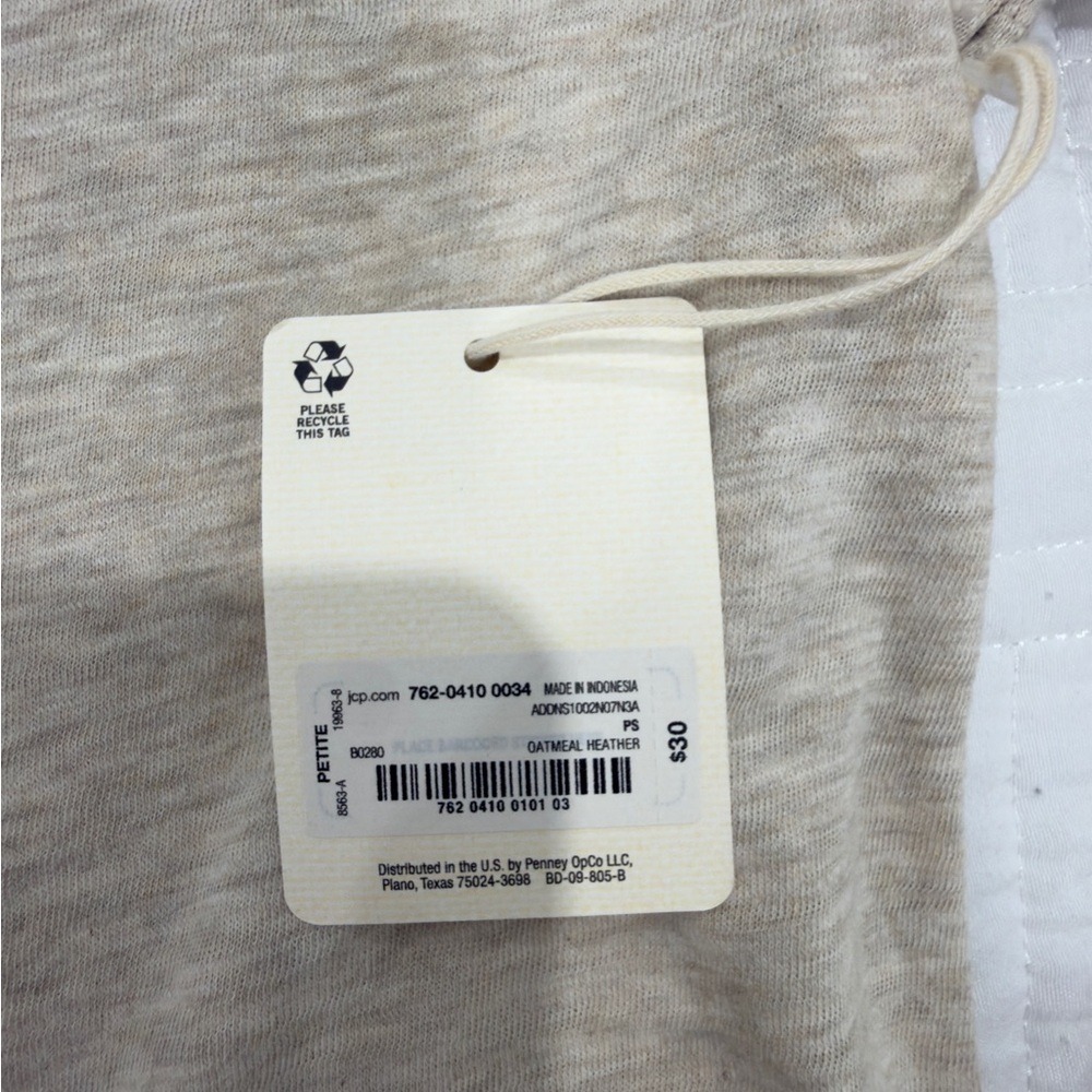 ana A New Approach Oatmeal Heather Ruffle Shoulder Smocked Top PS NEW - Picture 5 of 9